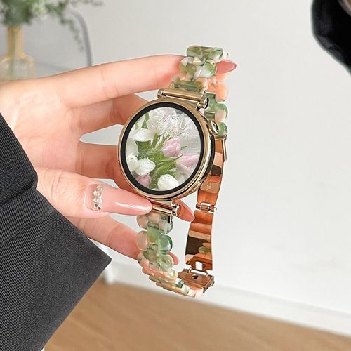 Convient Pour Huawei Gt4 Bracelet Nouvelle Rsine 41 Mm Montre Watch4 Bracelet Gt3pro Femme Haut De Gamme t-Bracelet Ovale En Rsine Rose-Vert-Largeur De L'interface Mesure Par Vos Soins [22 Mm]