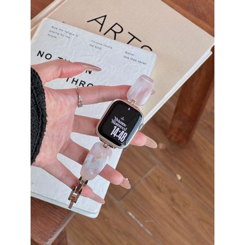 Convient Pour Iwatch Rtro Ancien S10 Apple Watch T-Head Diamant Courb Rsine Mtal Nouveau Style Bracelet De Montre 9785-Lame Diamante Courbe  Tte En T - Couleur Rose - 38/40/41/(10e Gnratio