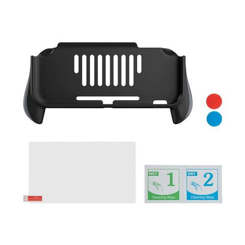 Convient Pour La Poigne De Support De Console Nintendo Switch Lite Poigne De Poigne Nintendo Switch Lite | Accessoires Pour Consoles De Jeuensemble Manche Noir + Verre Tremp + Chapeau