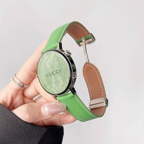 Convient Pour Le Bracelet De Montre Huawei Gt5 Gt4pro Advanced Watch4 Automne Et Hiver Gt32pro Femme Boucle Magntique Motif Litchi-Boucle Magntique Pliable En Grain De Litchi Vert Matcha - Compati