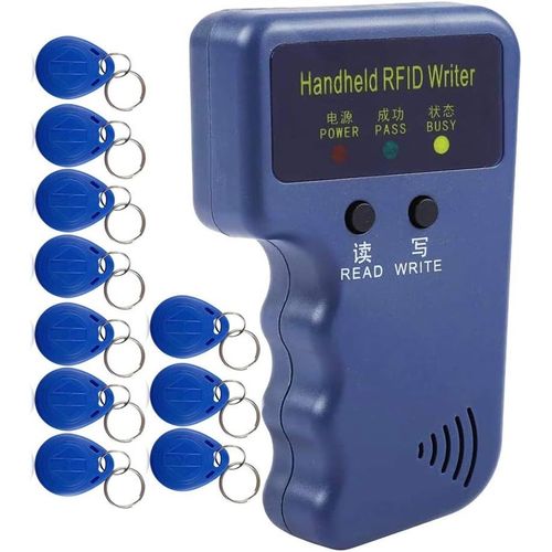 Copieur De Duplicateur D'crivain De Lecteur Rfid 125 Khz,Cloneur De Carte D'identit De Mise  Niveau,Avec 10 tiquettes De Jeton Rinscriptibles Em4305 T5577 10scfzq Bleu