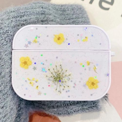 Coque AirPods Pro-Motif Fleurs de Gypsophile,Protection Sans Fil,Jaune Jaune