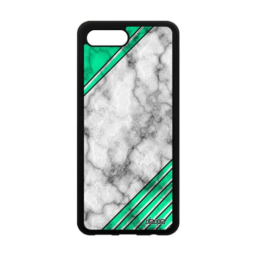 Coque Antichoc Honor 10 Silicone Marbre Triangle Etui Motif Granite Color Geometrie Original Texture Pierre Rigide Vert Design De