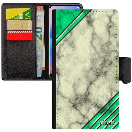 Coque Antichoc Iphone Xs Max Porte Cartes Marbre Design Geometrie Triangle Rigide Pu 64 Go Original Color Motif Texture Vert