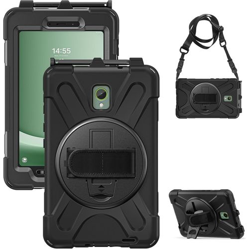 Coque Antichoc Pour Samsung Galaxy Tab Active 5 2024/Tab Active 3 2020 8 Pouces, Sm-X300/X306b/T570/T575, tui Armure Robuste Avec Support Rotatif, Dragonne Et Bandoulire, Porte-Stylet, Noir