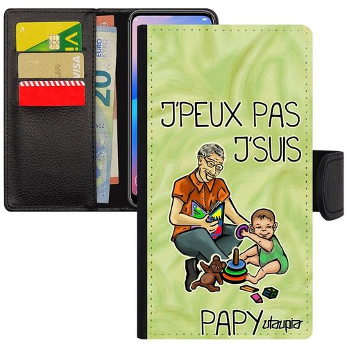 Coque Iphone 11 Rabat Portefeuille J'peux Pas J'suis Papy Housse Bd Motif Naissance Fille Jpeux Texte Papi Je Drole Etui Vert