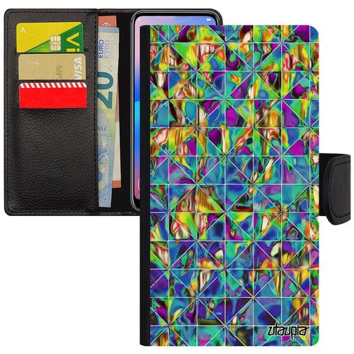 Coque Iphone 7 Plus Portefeuille Design Carreau Effet De Protection Marbre Geometrie Jaune Jolie Motif Carre Multicolore Noir