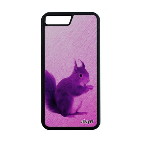 Coque Iphone 7+ Plus Silicone Ecureuil Mignon Design Animaux Iphone 7+ Animal Housse Mobile Rose Foret Jolie Portable Texture