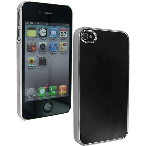 Coque Aspect Chrome Et Aluminium Bross Noir Apple Iphone 4 Et 4s