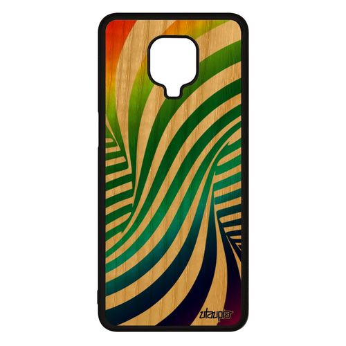 Coque Bois Illusion D'optique Pour Xiaomi Redmi Note 9 Pro Silicone 3d Vert Graphique M2003j6b2g Effet Multicolore Arc En Ciel Case