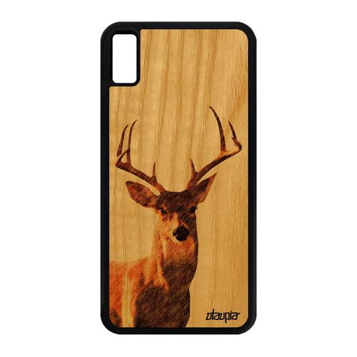 Coque Bois Iphone Xs Max Silicone Cerf Foret Gibier Housse Portable Mobile Biche Jolie Dessin Animaux Brun Faon 64 Go Nature