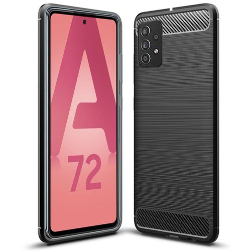 Coque Brosse Noire Samsung Galaxy A72 4g / A72 5g Carbon Fiber Antichoc - Accessoires Pochette Case Samsung Galaxy A72 4g / A72 5g