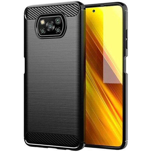 Coque Brosse Noire Xiaomi Poco X3 Nfc (Pocophone X3 Nfc) 2020 Carbon Fiber Antichoc - Accessoires Pochette Case Poco X3 2020