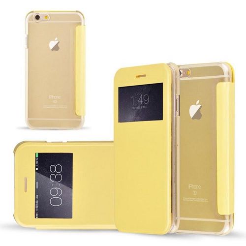 Coque Case Etui A Rabat Iphone 5 5s Se Jaune S View Fentre Window