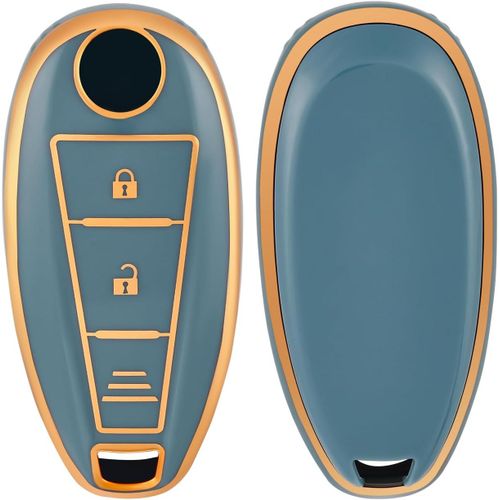 Coque Cl Etui Cles Boitier Cl De Voiture Pour Suzuki Swift Vitara Grand Vitara Ii Sx4 Baleno Ertiga Ciaz S-Cross Kizashi Jimny tui Cls Voiture Cl  Tlcommande,Bleu Or