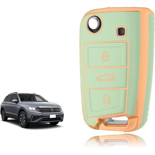 Coque Cl,Etui Cles tui Cls Adapt Pour Vw Golf 7 Mk7 Polo Tiguan Touran Seat Leon Fabia Ibiza Skoda Fabia Octavia Superb,Couvre Clef Cache Cle Voiture Telcommande-Flip Key.[H254]