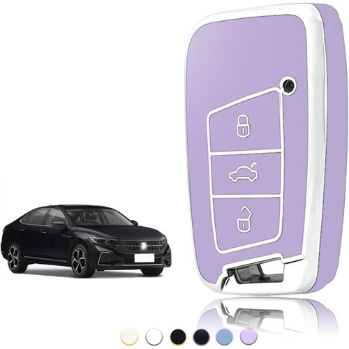 Coque Cl,Etui Cles tui Cls Adapt Pour Vw Volkswagen Passat B8 Golf 7 Tiguan T-Cross Polo Cc Seat Leon Ibiza Skoda Superb Kodiaq,Couvre Clef Cache Cle Voiture Telcommande-Smart Key.[H491]