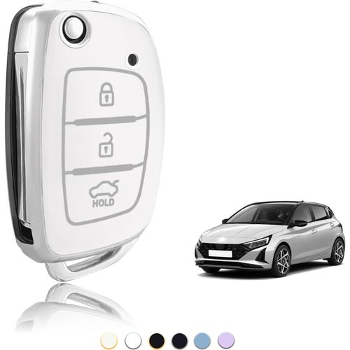 Coque Cl Tpu,Etui Cles tui Cls Petite Dimension Adapt Pour Hyundai I10 I20 I30 I20n Ix20 Ix35 Santa Fe Tucson Elantra Accent,Couvre Clef Cache Cle Voiture Telcommande-Flip S Key.[H130]