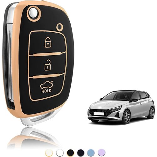 Coque Cl Tpu,Etui Cles tui Cls Petite Dimension Adapt Pour Hyundai I10 I20 I30 I20n Ix20 Ix35 Santa Fe Tucson Elantra Accent,Couvre Clef Cache Cle Voiture Telcommande-Flip S Key.[H145]