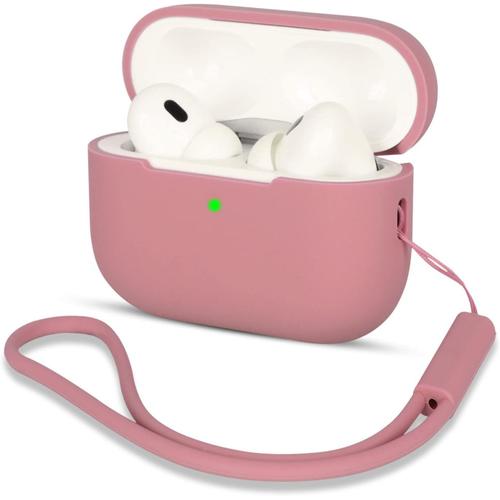 Coque Compatible avec Airpods Pro 2 Housse tui Protection en Silicone AirPods Pro 2 Case Cover pour AirPods Pro 2 gnration tui AirPods Pro 2 2022 avec Silicone Lanyard Bean Pink