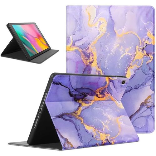 Coque Compatible Avec Samsung Galaxy Tab A 10.1 2019 (Sm-T510/Sm-T515), Ultra Fin En Cuir Pu Antichoc Avec tui Housse Protection Fonction Support Tablette Case Cover, Violet Marbre.[F3618]