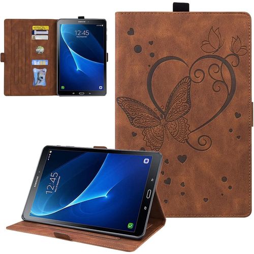 Coque Compatible Avec Samsung Galaxy Tab A6 10.1 2016 Sm-T580/T585,Tablette tui Housse De Protection En Cuir Smart Shell Avec Veille/Rveil Automatique Pour Galaxy Tab A 10.1 2016,Brun