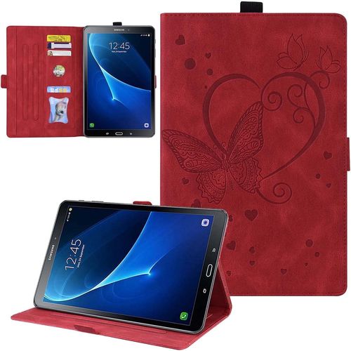 Coque Compatible Avec Samsung Galaxy Tab A6 10.1 2016 Sm-T580/T585,Tablette tui Housse De Protection En Cuir Smart Shell Avec Veille/Rveil Automatique Pour Galaxy Tab A 10.1 2016,Rouge