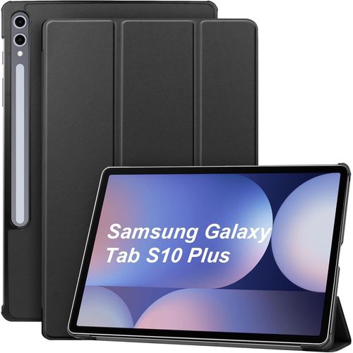 Coque Compatible Avec Samsung Galaxy Tab S10 Plus/S9 Plus, Housse Etui De Slim Lger Avec Veille/Rveil Automatique, Pu Flexible Cover Avec Multi-Angle Fonction Support Noir[Coq5190365]