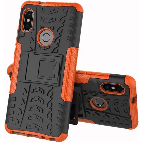 Coque Compatible Avec Xiaomi Mi A2/Mi 6x+Protection Verre Trempe,Armor Support Etui Hybride Cover Cases Housse(Orange