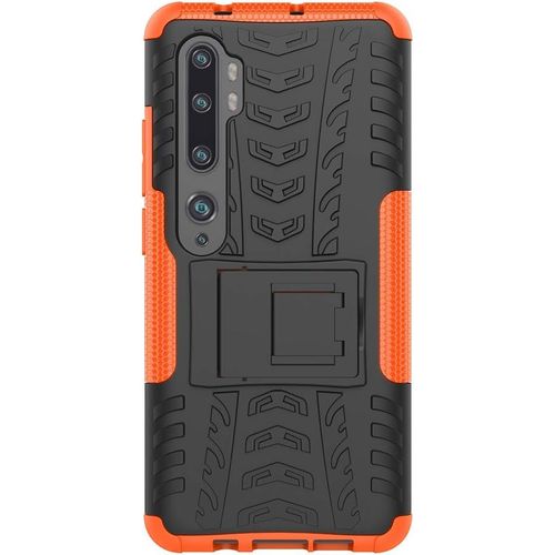 Coque Compatible Avec Xiaomi Mi Note 10/Mi Cc9 Pro+Protection Verre Trempe,Armor Support Etui Hybride Cover Cases Housse(Orange