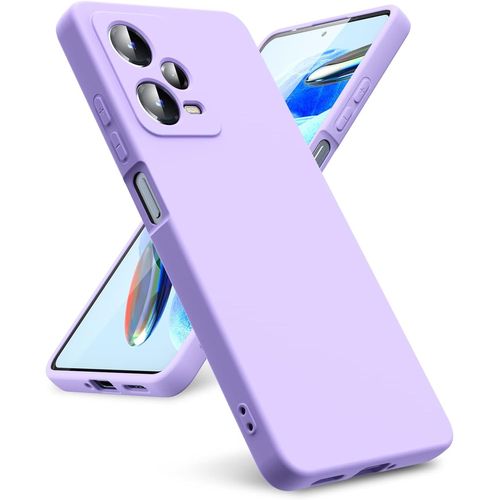 Coque Compatible Avec Xiaomi Redmi Note 12 Pro 5g, [Coque Silicone Liquide] [Interieur Microfibre] Souple Etuis En Caoutchouc Housse Antichoc Protection Bumper Protecteur - Mauve