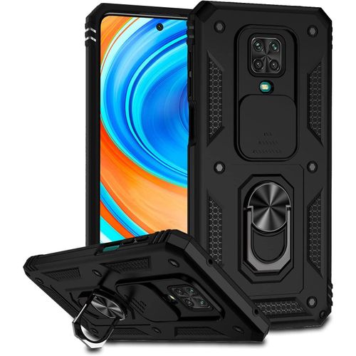 Coque Compatible Avec Xiaomi Redmi Note 9 Pro/Note 9s/Note 9 Pro Max, Etui Avec Cache Camera & Support A Bague 360 Armor Full Body Antichoc Anti-Chut Housse Tpu Silicone Bumper Cover,Noir