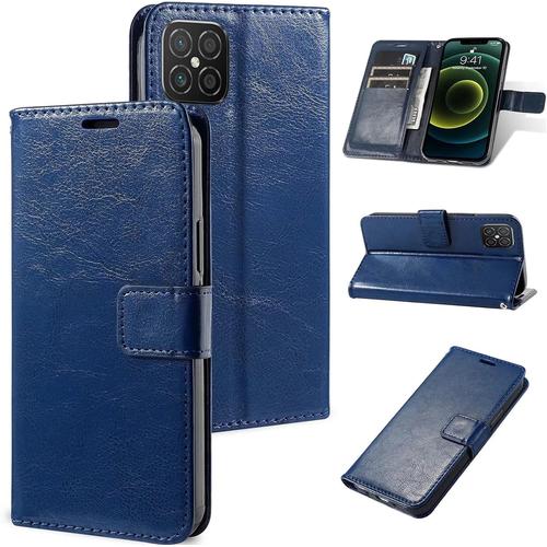 Coque Compatible Vivo Y20 Case Housse Portefeuille[2&verre Trempe][3 Fente Pour Carte][Stand] Fermeture Magnetique Portable 360Protection Antichoc Cuir Pc Etui,Bleu Royal