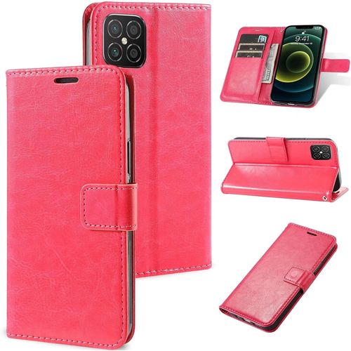 Coque Compatible Xiaomi Redmi Note 4x Case Housse Portefeuille[2&verre Trempe][3 Fente Pour Carte][Stand] Fermeture?Magnetique Portable 360protection Antichoc Cuir Pc Etui,Rose Rouge
