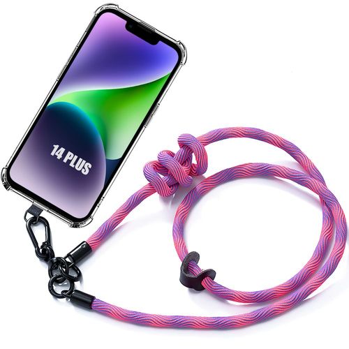 Coque Cordon Pour Iphone 14 Plus Protection Coins Renforcs Antichoc Avec Cordon Rose - E.F.Connection