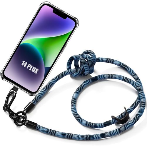 Coque Cordon Pour Iphone 14 Plus Protection Transparente Antichoc Avec Cordon Amovible Bleu - E.F.Connection