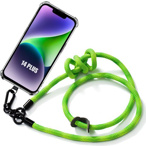 Coque Cordon Pour Iphone 14 Plus Protection Transparente Antichoc Avec Cordon Robuste Vert - E.F.Connection