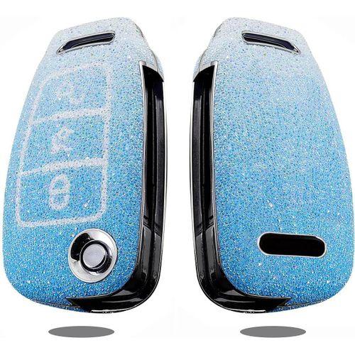 Coque De Cl De Voiture Avec Strass Pour Audi A1 A3 A4 A6 Q3 Q5 Q7 S3 R8 Tt Bote  Cls Tlcommande 3 Boutons (Strass Bleu)