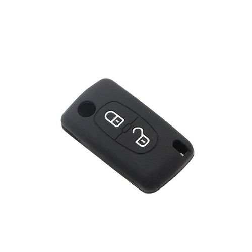 Coque De Cl De Voiture En Silicone  2 Boutons,Coque Flip Remote,Porte-Cls Pour Cristaux En C2,C3,C4,C8,Gradu 308,207,307,3008,5008 - Type Black