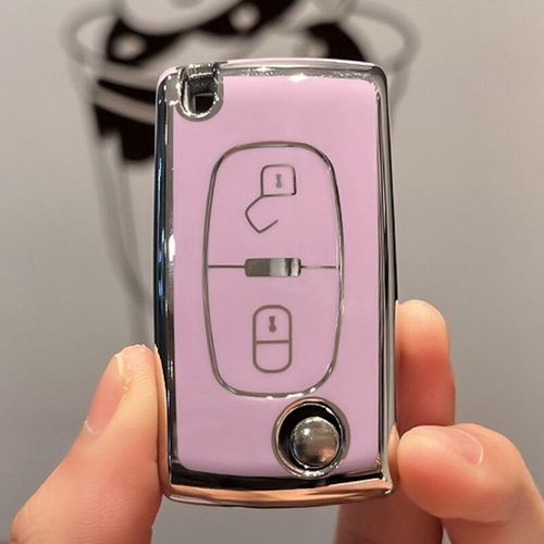 Coque De Cl De Voiture En Tpu  2 Ou 3 Lvent,Accessoire Pour Kit 308,207,307,3008,5008,Fob Pour Cristaux En C2,C3,C4,C8,Prdire - Type 2 Buttons Purple