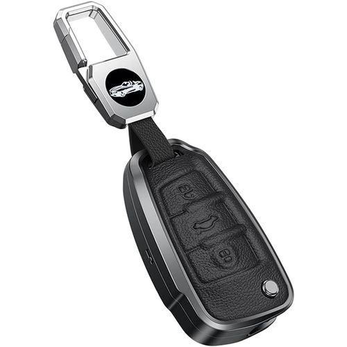 Coque De Cl De Voiture Pour Audi C5 C6 R8 A1 A3 Q3 A4 A5 Q5 Q7 A6 S6 A7 B6 B7 B8 8p 8v 8l Tt Rs3 Tlcommande En Mtal Cuir Porte-Cls Noir