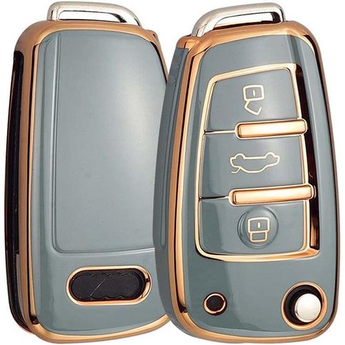Coque De Cl De Voiture Pour Audi-Coque De Protection En Tpu Pour Audi A1 A3 A4 A6 Q3 Q5 Q7 Rs6 S3 R8 Tt-Bleu Dor