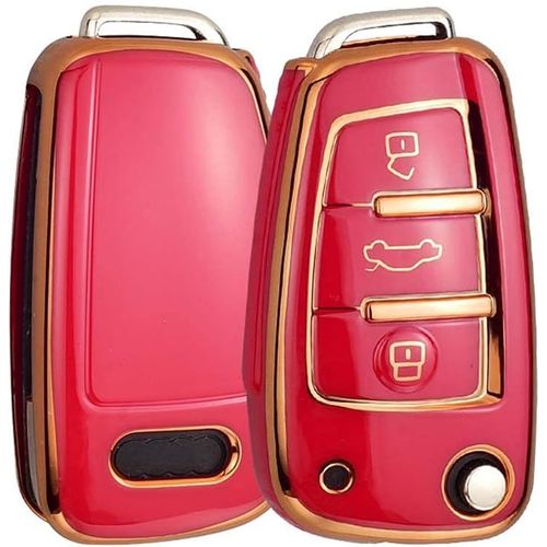 Coque De Cl De Voiture Pour Audi-tui De Protection En Tpu Pour Audi A1 A3 A4 A6 Q3 Q5 Q7 Rs6 S3 R8 Tt-Rouge Dor