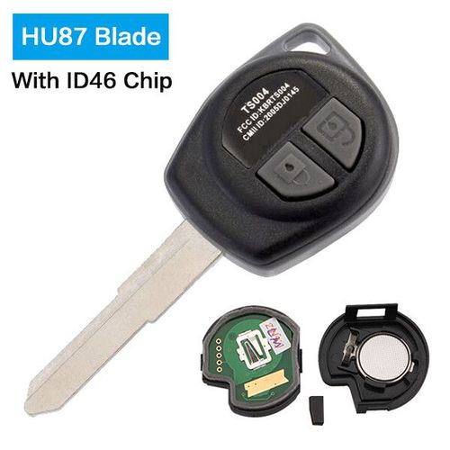 Coque De Cl Tlcommande De Voiture  2 Boutons,Lame Hu87,Puce Id46 Adapte  Suzuki Swift Ignis Sx4 Alto - Type With Id46 Chip