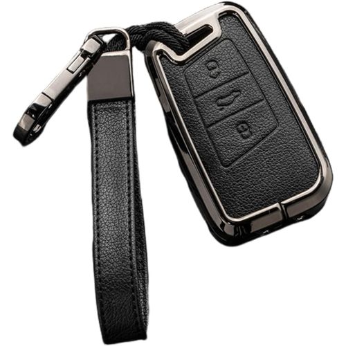 Coque De Cl Tlcommande En Cuir Pour Volkswagen Vw Passat B8 Arteon Cc Magotan B5 Jetta Skoda A7 Variant 3 Buttons (Noir+Gris)