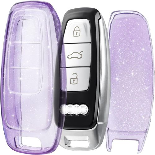 Coque De Cl Voiture Pour Audi Coque De Cl Tpu 3 Bouton Accessoire Cl De Voiture Pour A6 A6l A7 A8 A8l E-Tron S6 Rs6 S7 Rs7 Q7 Sq7 Q8 Sq8 Accessoire Cl De Voiture,Clair Violet