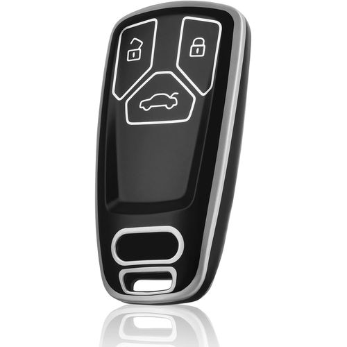 Coque De Cl Voiture Pour Audi Tpu 3 Bouton Accessoire Cl De Voiture Pour A4 S4 Rs4 B9 A5 F5 S5 Rs5 A6 A7 C8 A8 S8 D5 Q2 Q5 Sq5 Q7 Sq7 4m Tt Tts Ttrs Fv Fy,Argent Noir