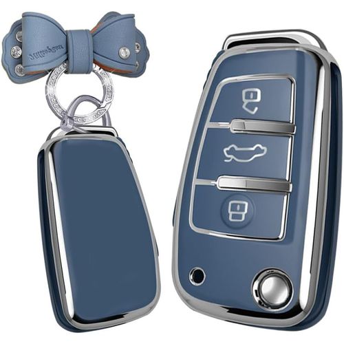 Coque De Protection  Rabat En Tpu Pour Cl De Voiture Audi A1 A3 A4 A6 A8 Quattro Q2 Q3 Q7 S3 S6 Rs3 Rs6 R8 Tt Tts Accessoires Cl De Voiture 3 Boutons Coque Porte-Cls.[H224]