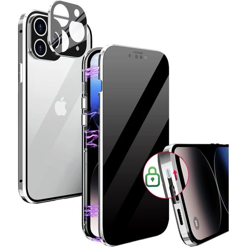 Coque De Protection Anti-Espion Pour Iphone 11 Pro Max, Magntique,  360 , Avec Brise-Vue, Protection Contre Les Regards Indiscrets, Coque De Protection Complte En Verre Tremp, Anti-Peep, Argent