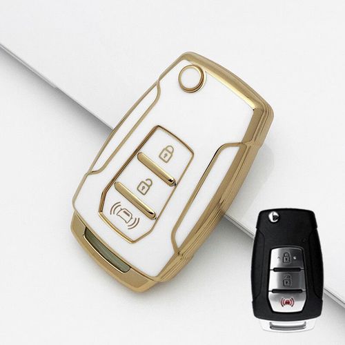 Coque De Protection De Cl De Voiture En Tpu,tui De Cl  Distance,Protecteur De Porte-Cls,3 Boutons,Ssangyong 4.0 Sur 2 Sanka Actyon Korando Tivoli - Type A-White